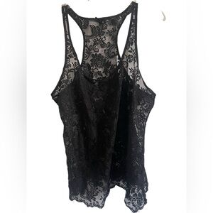 A.N.A. Black Lace Sheer Racerback Tank Top Size XL